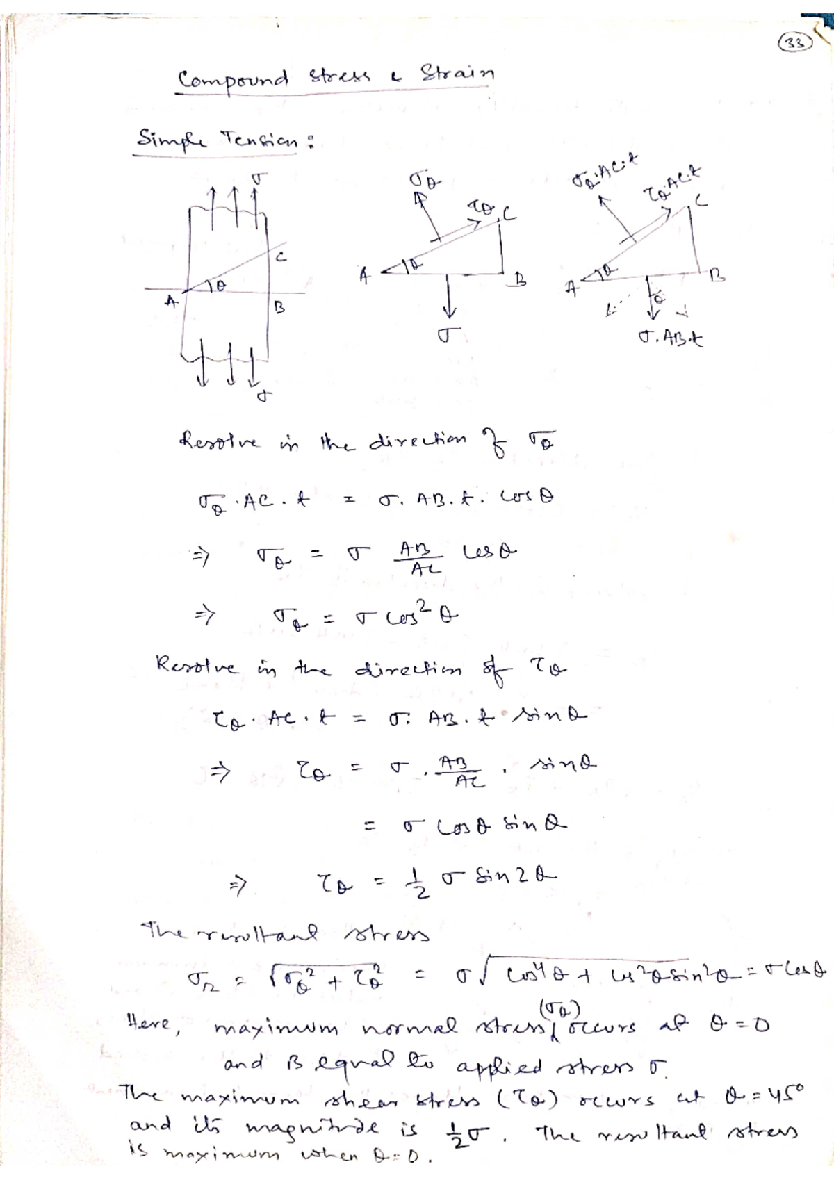 MOS Module 2 PD Sir Notes on Compound Stress and Strain Analysis - Studocu