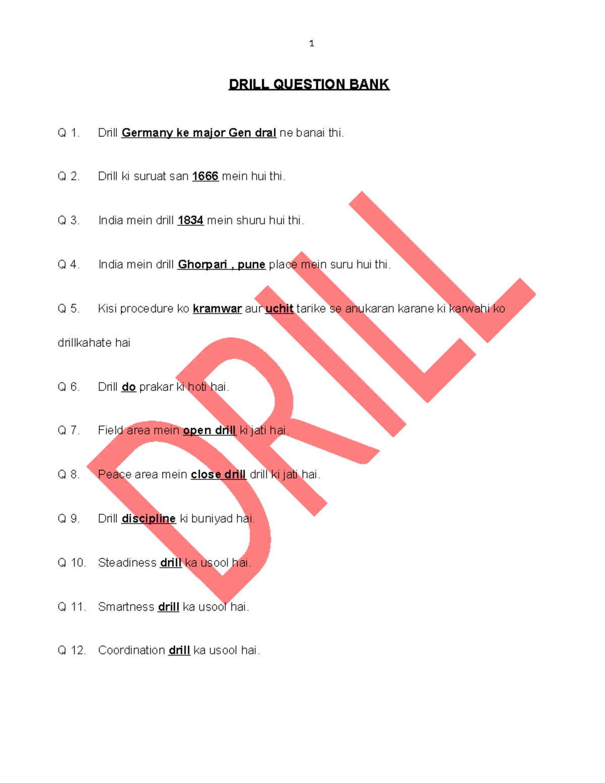 Drill Question Bank for IGNOU Students: Key Concepts and Techniques ...