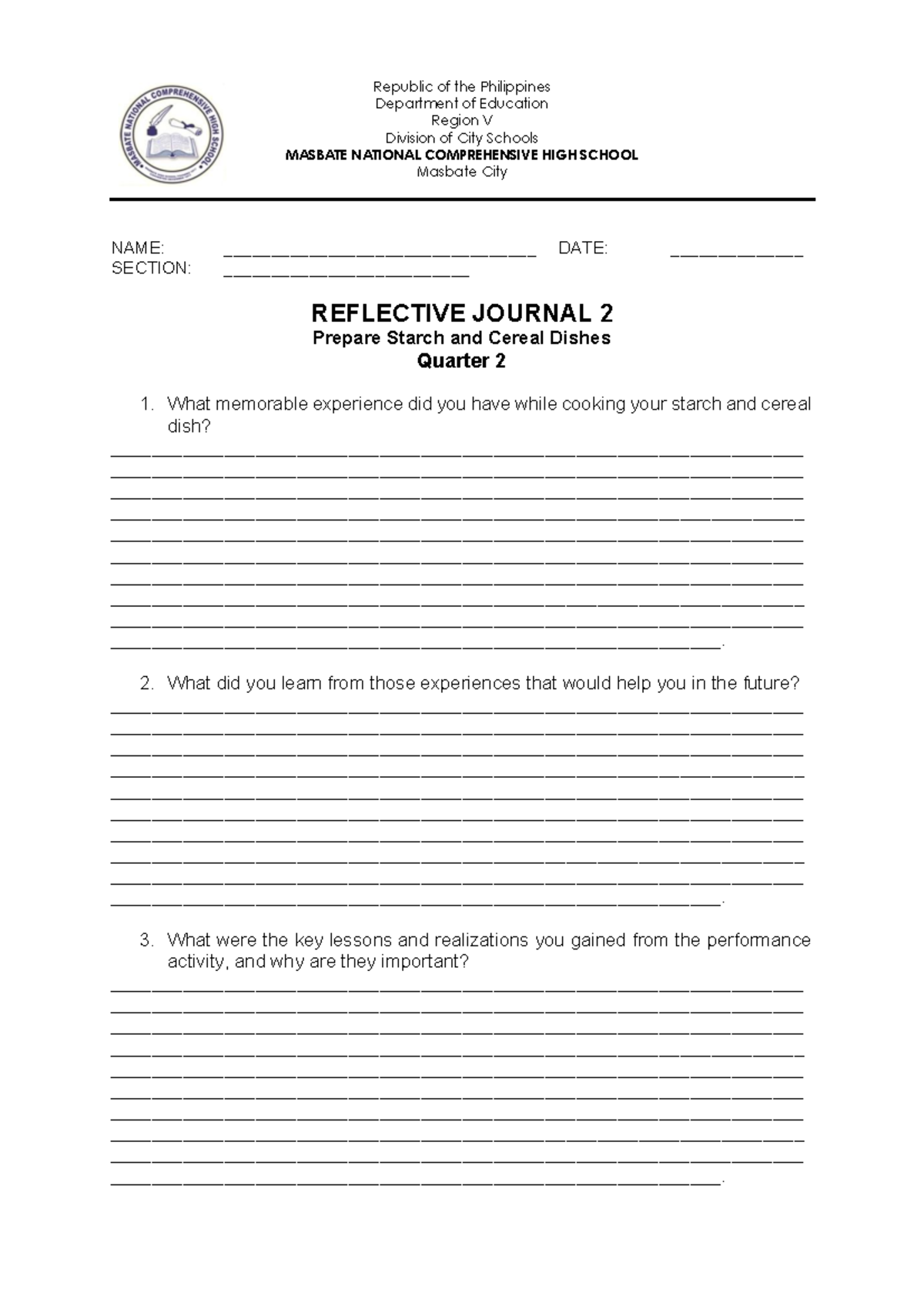 Reflective- Journal- Individual - Republic of the Philippines ...