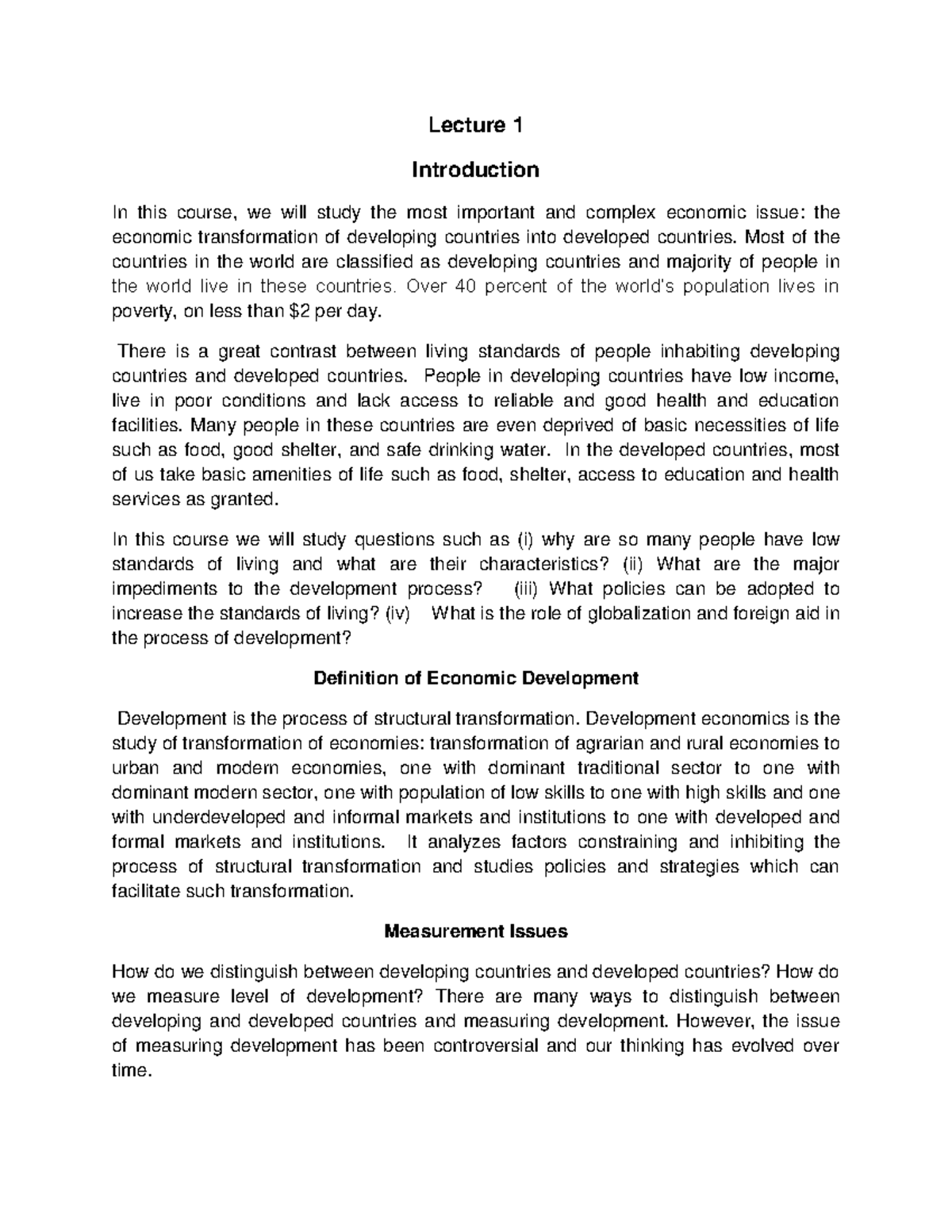 Intro - notes - Lecture 1 Introduction In this course, we will study ...
