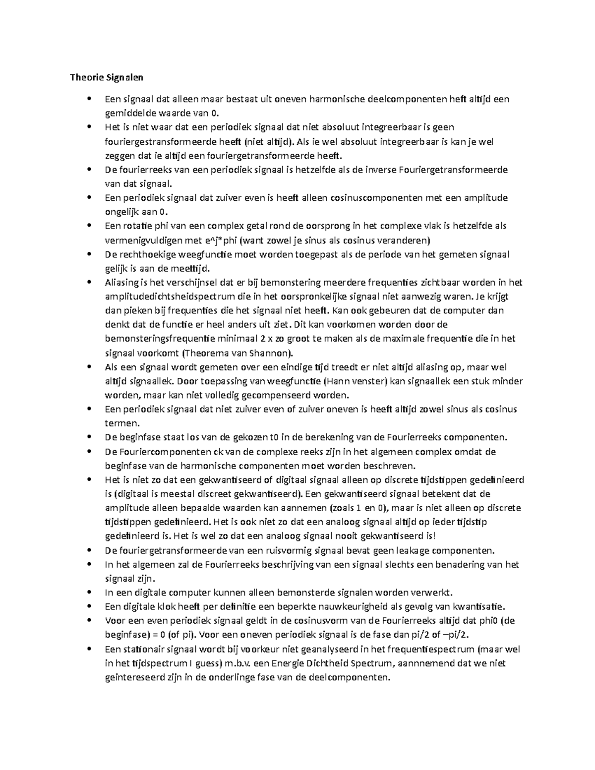 Theorie van Signalen: Belangrijke Concepten en Eigenschappen - Studeersnel