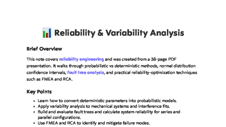 Reliability Variability Analysis Overview for AED Course - Studeersnel