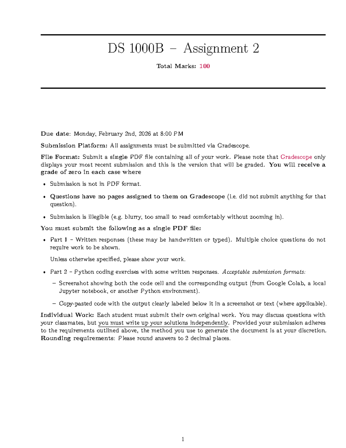 DS1000B A2 - Data Science Assignment 2 Guidelines and Requirements ...