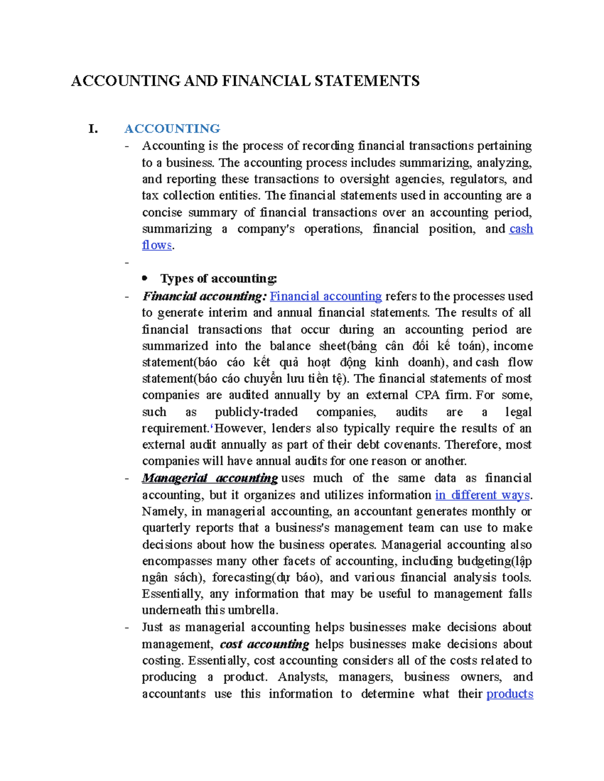 Accounting and Financial Statements Overview for ACC 101 - Studocu