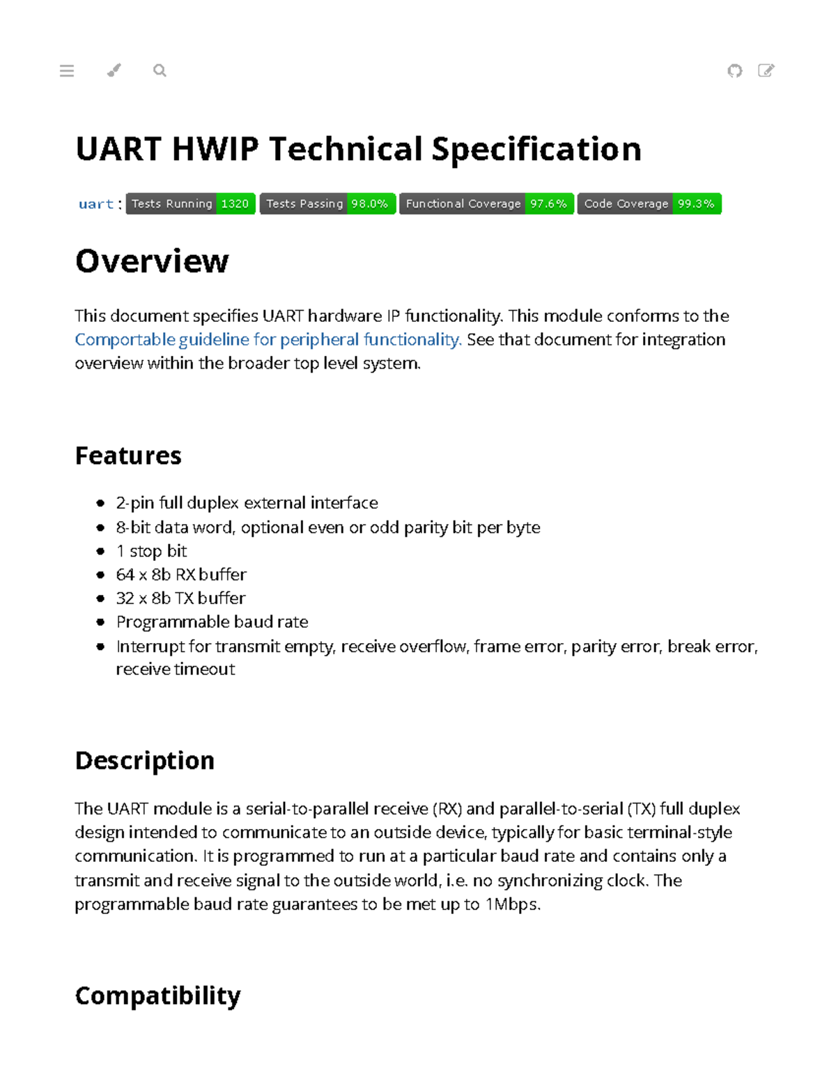 UART HWIP Technical Specification: Functional & Code Coverage Overview ...