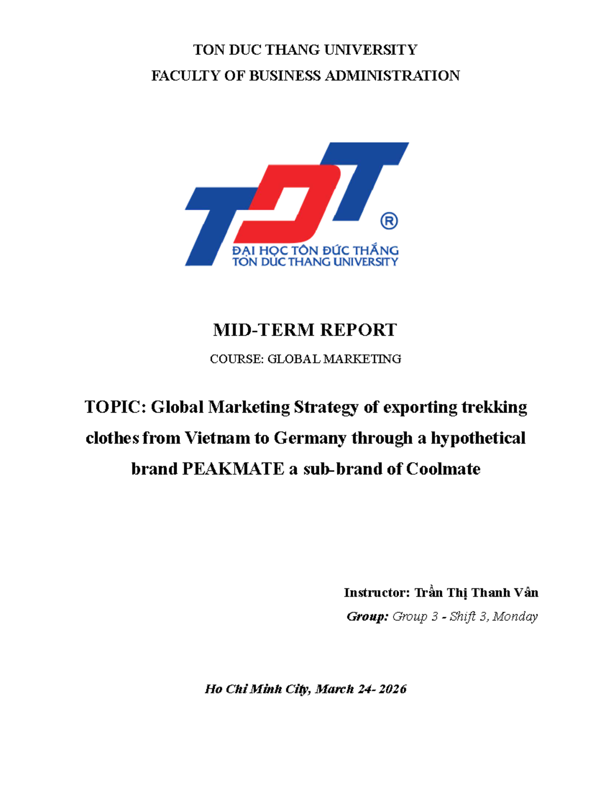 Global Marketing Strategy Report: Exporting Trekking Apparel to Germany ...