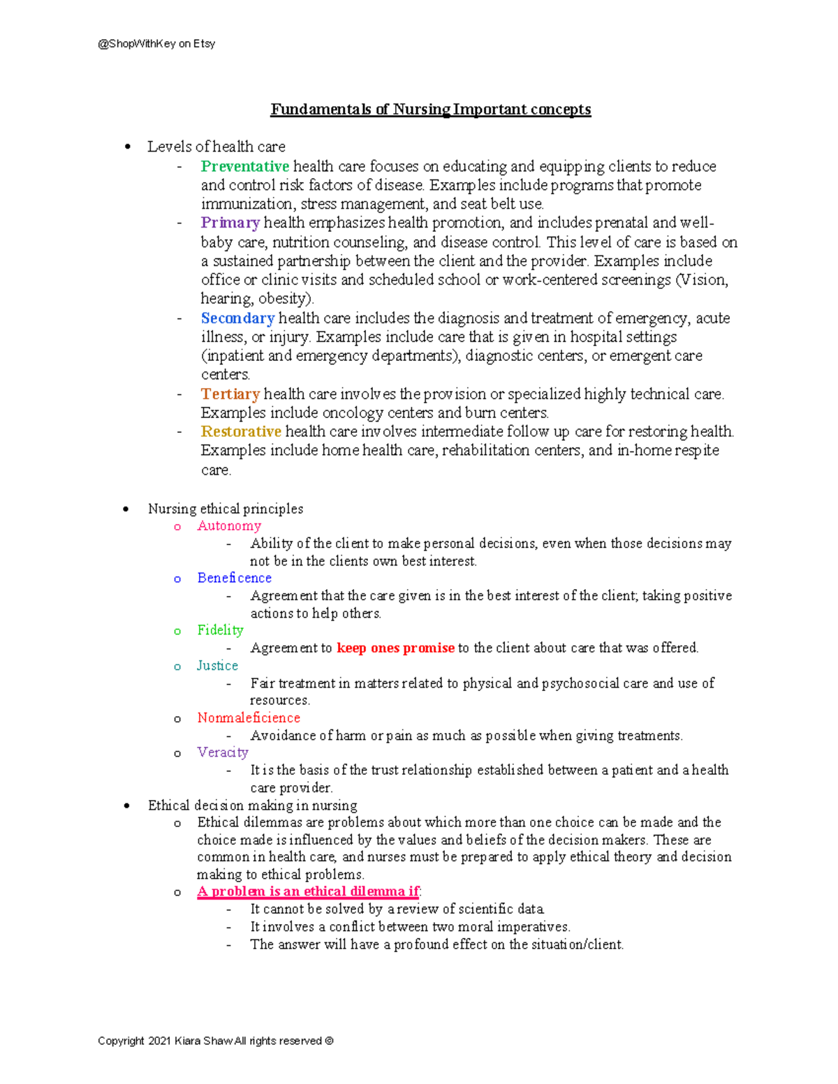 Fundamentals of Nursing Guide 1: Key Concepts and Principles - Studocu