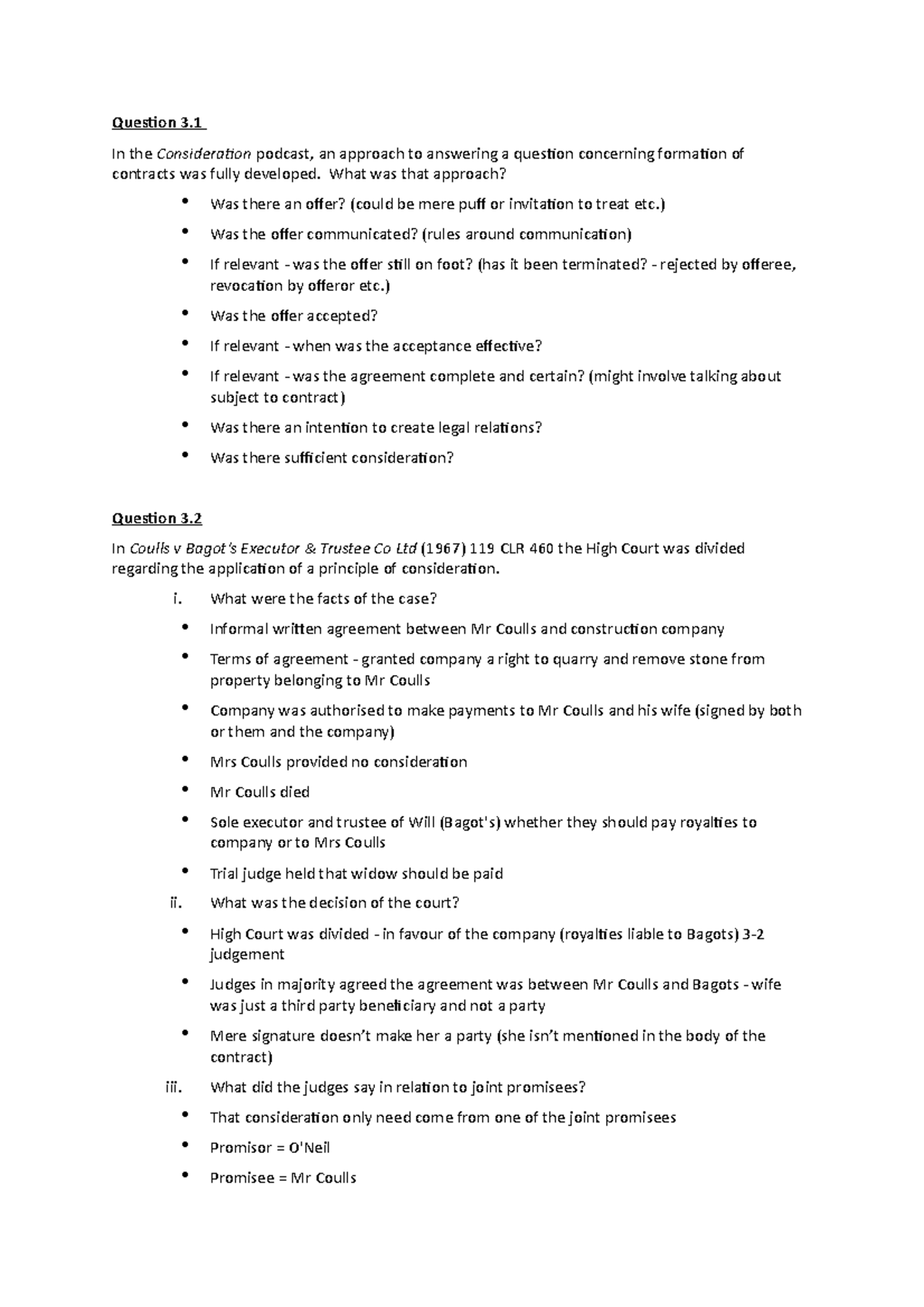 LLB202 WK 3 TUTE - Detailed Analysis of Contract Law Issues and Cases ...