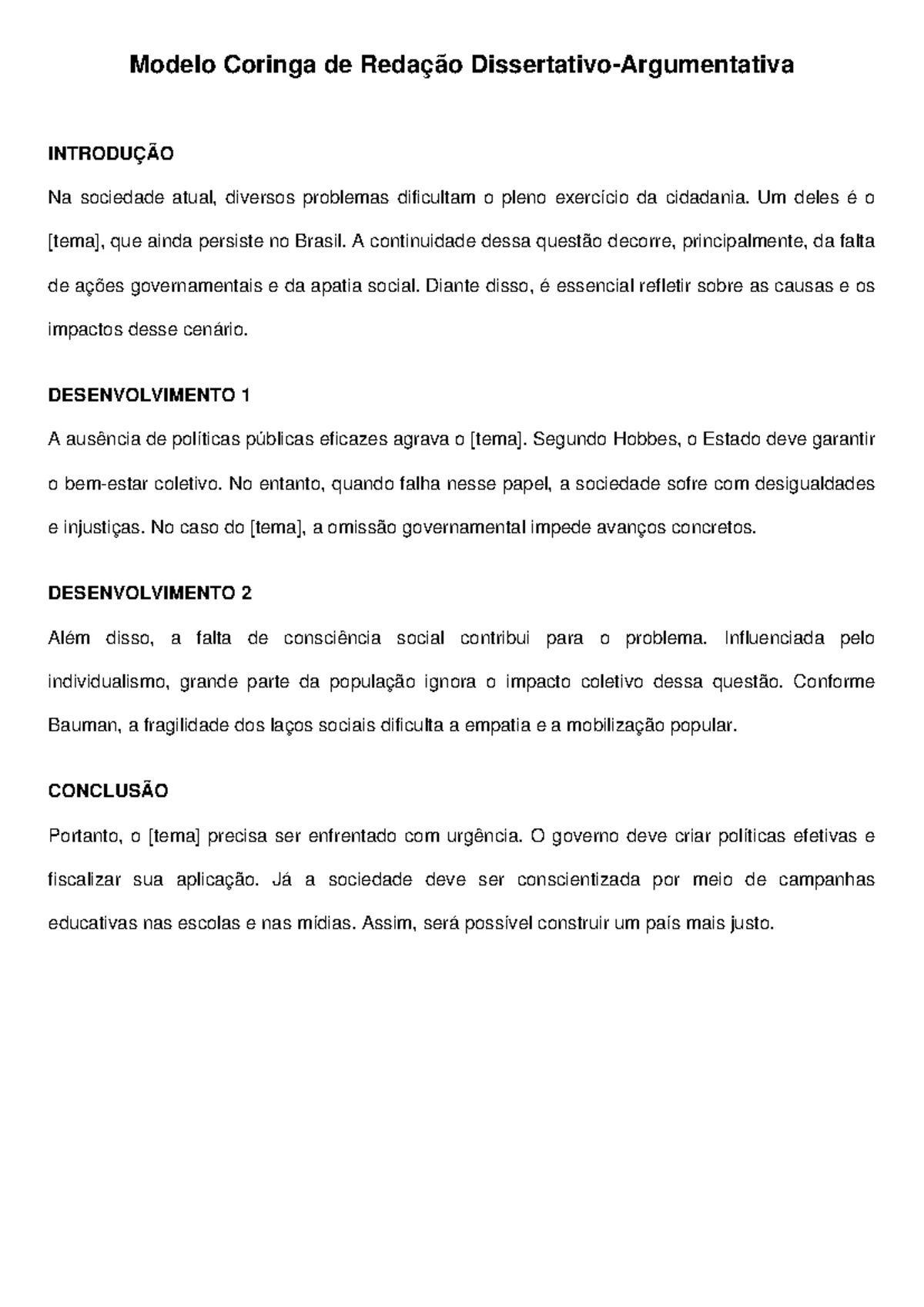 Modelo Ultra Coringa de Redação: Desafios Sociais no Brasil - Studocu