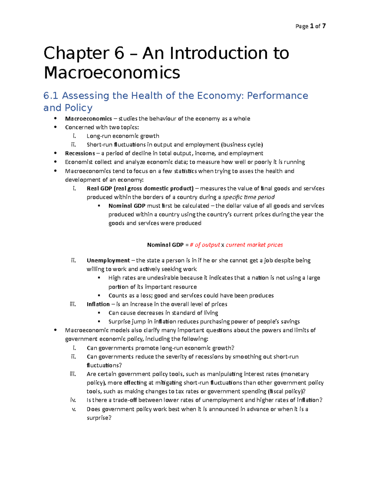 Chapter 6 - ECN: Exploring Macroeconomic Fundamentals and Growth - Studocu