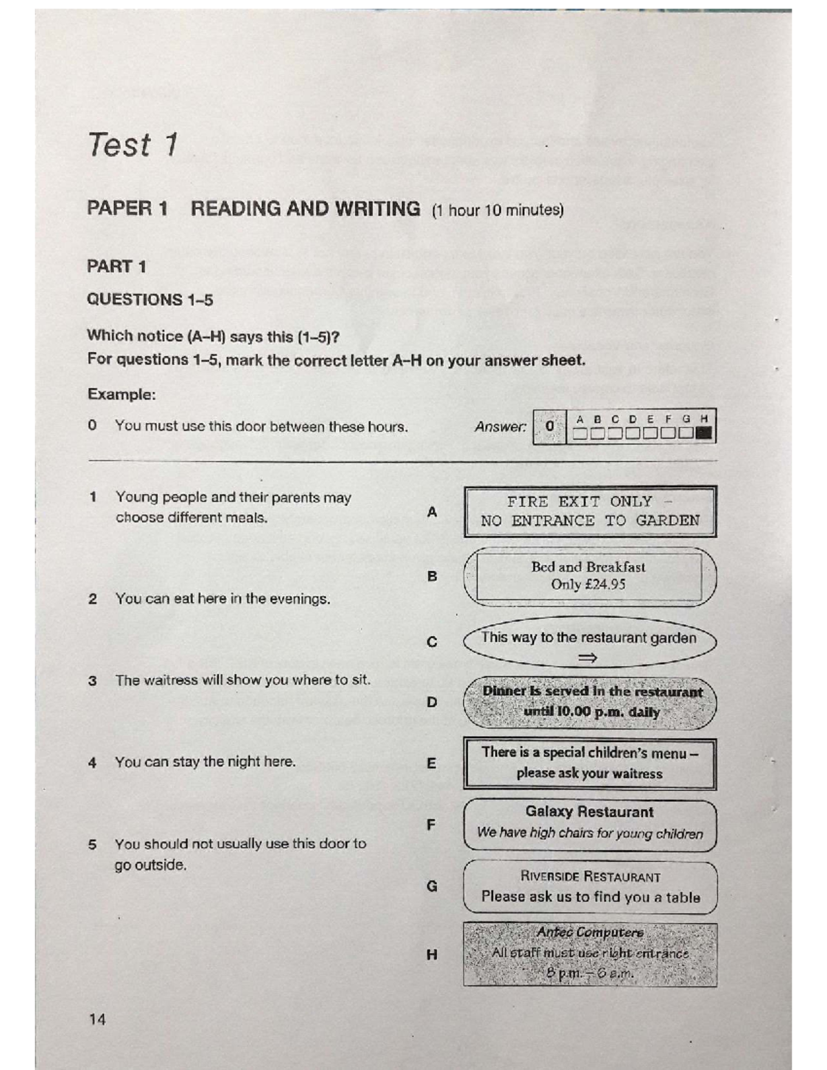 ENG2 - Test 1 Reading and Writing Practice Questions - Studocu