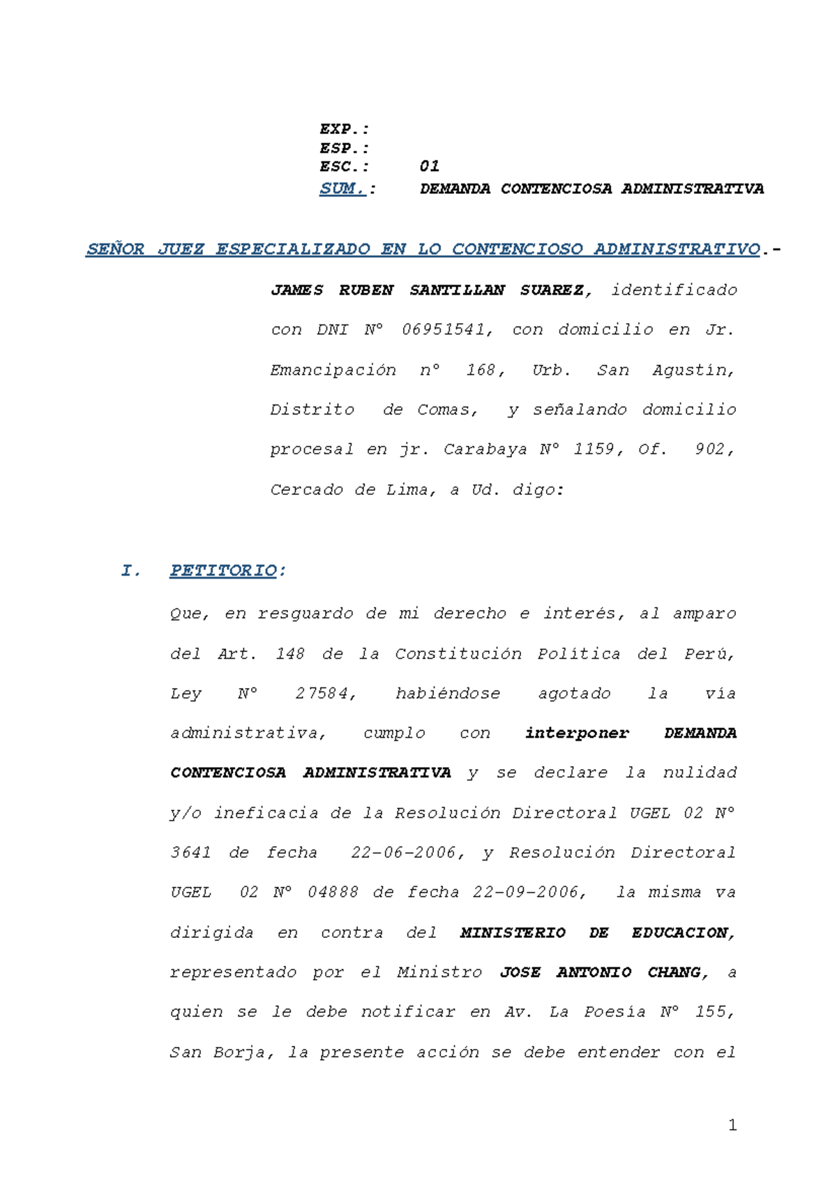 Demanda Contencioso Administrativa UGEL 02 - Modelo 2022 - Document Preview
