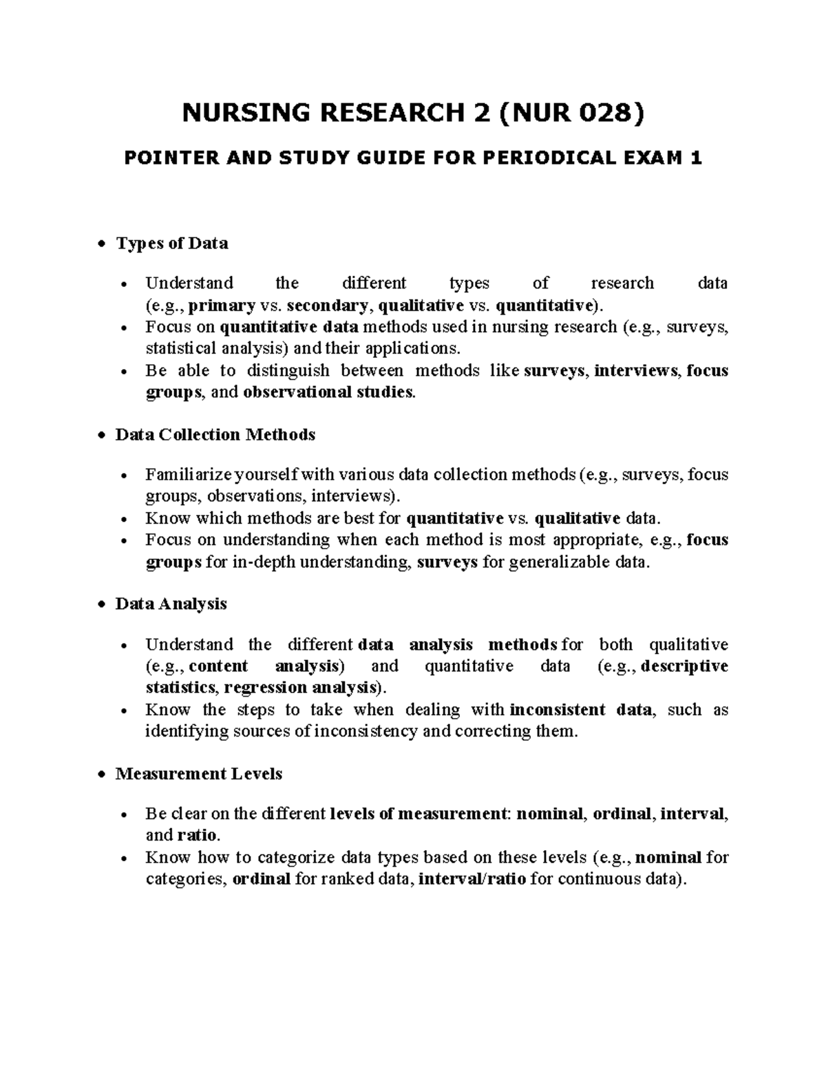 Pointers Periodical-1-NUR-028 2nd-Sem AY-24-25 - NURSING RESEARCH 2 ...