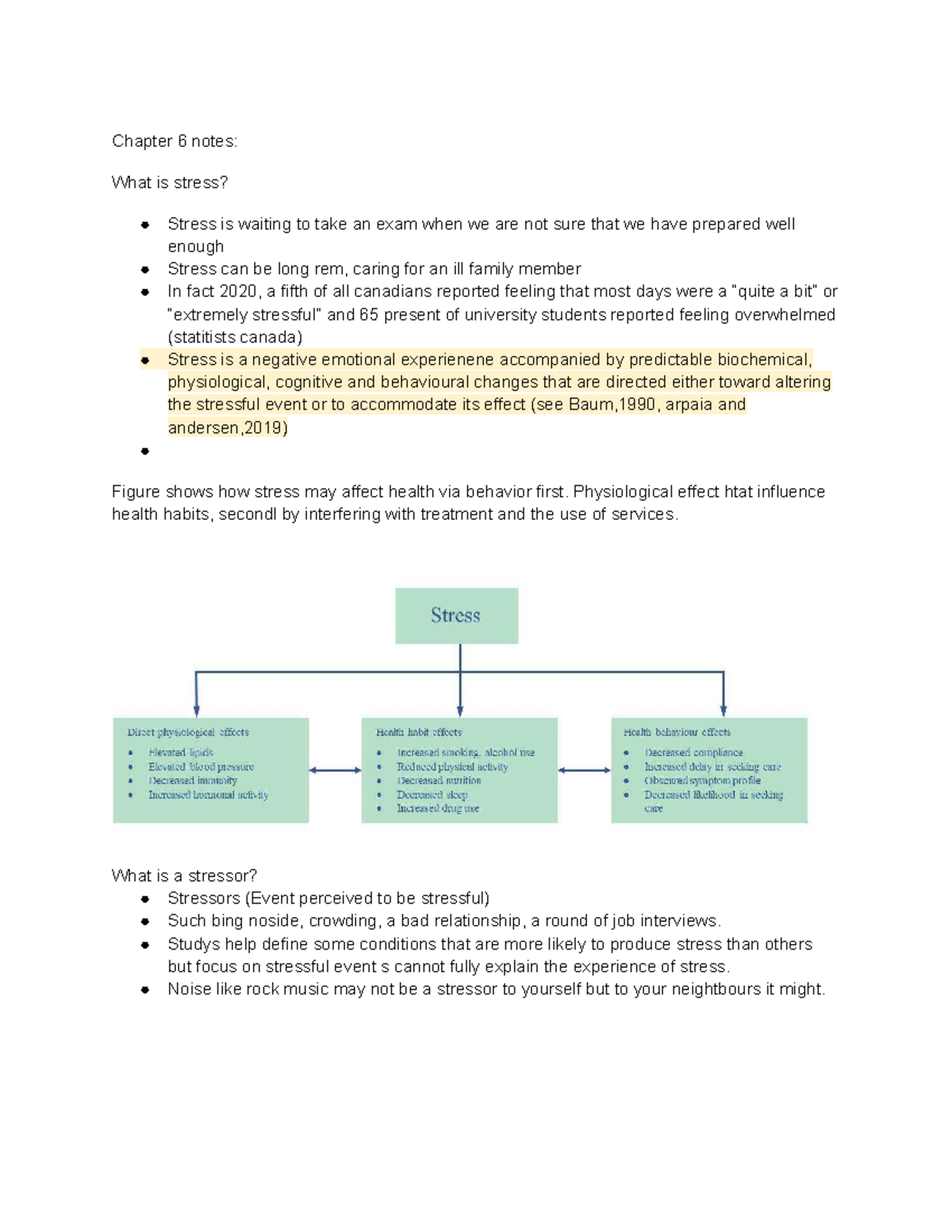 Chapter 6-7 Notes: Understanding Stress and Its Impacts - Studocu