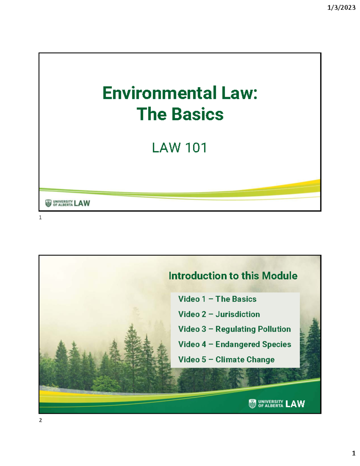 Environmental Law Basics: Key Concepts and Jurisdiction LAW 101 - Studocu