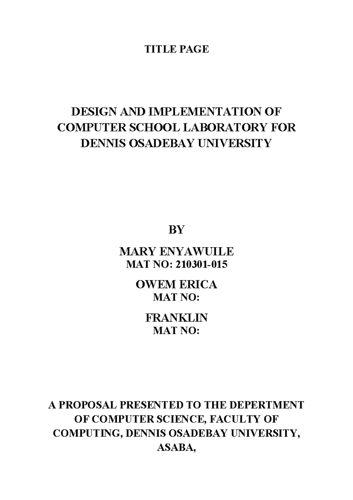 Proposal for Computer Lab Design & Implementation at DOU - Studocu