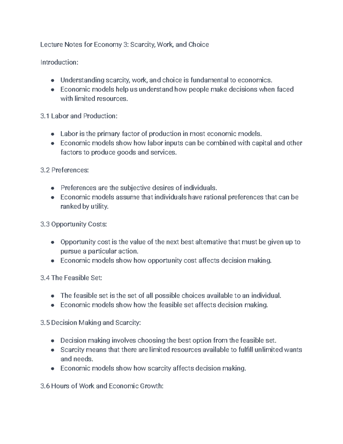 ECO 3-2 - Lecture Notes on Scarcity, Work, and Decision Making - Studocu