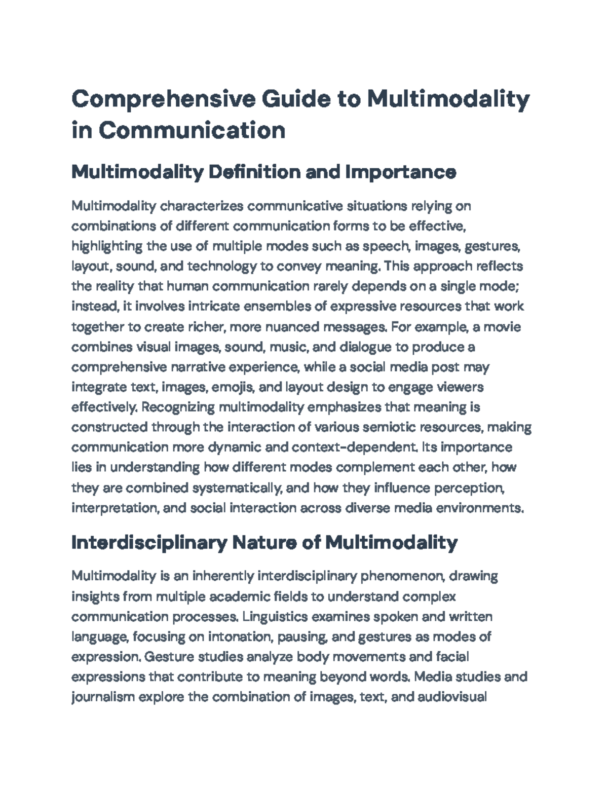 Comprehensive Guide to Multimodality in Communication Analysis ...