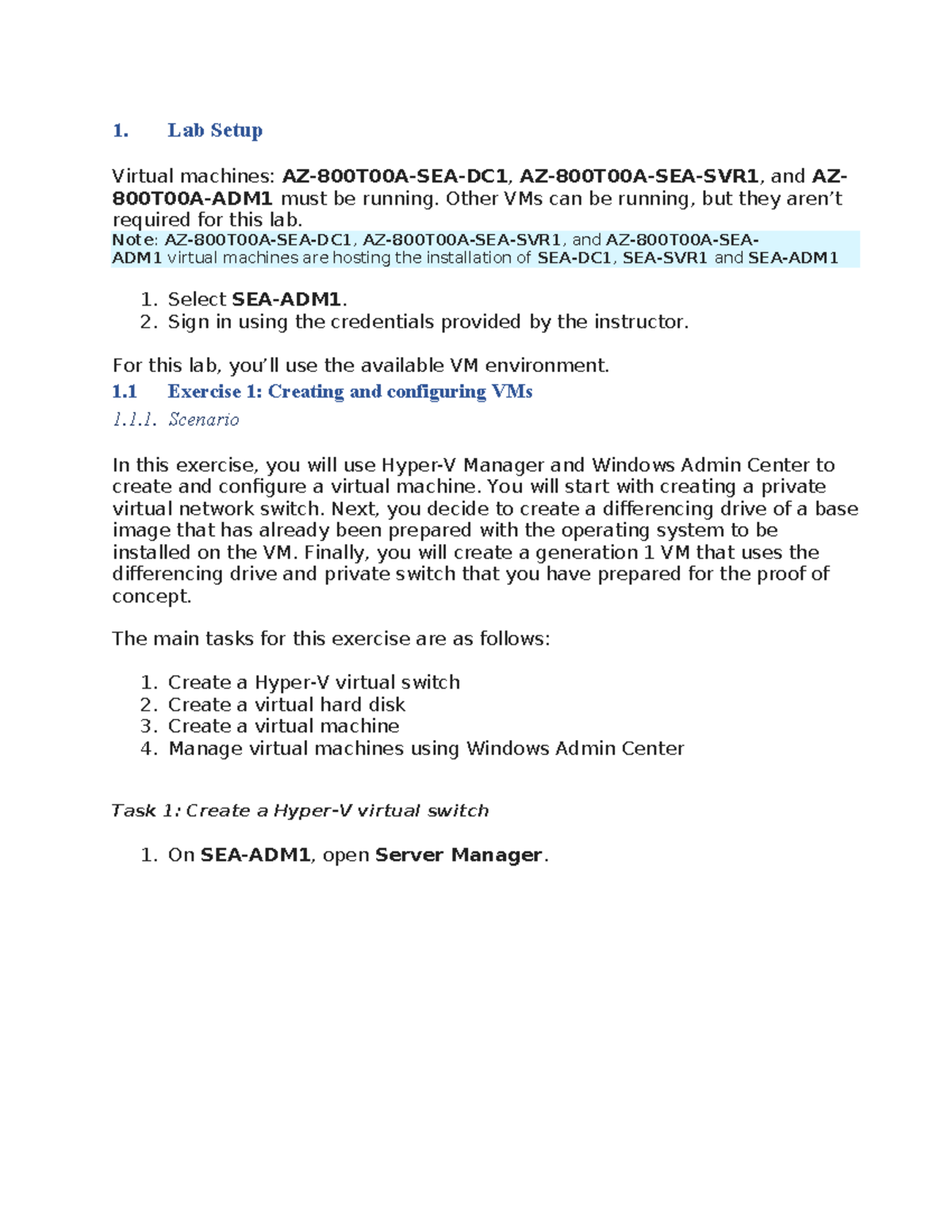 AZ-800 Lab Setup: Creating and Configuring Virtual Machines - Studocu