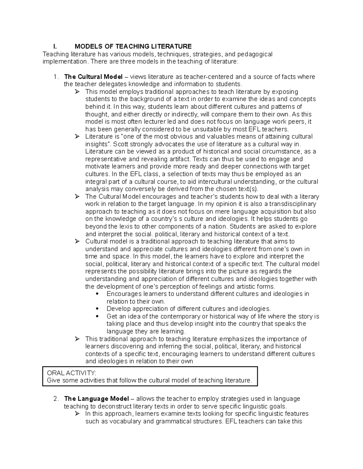 Models of Teaching Literature: Cultural, Language, and Personal Growth ...