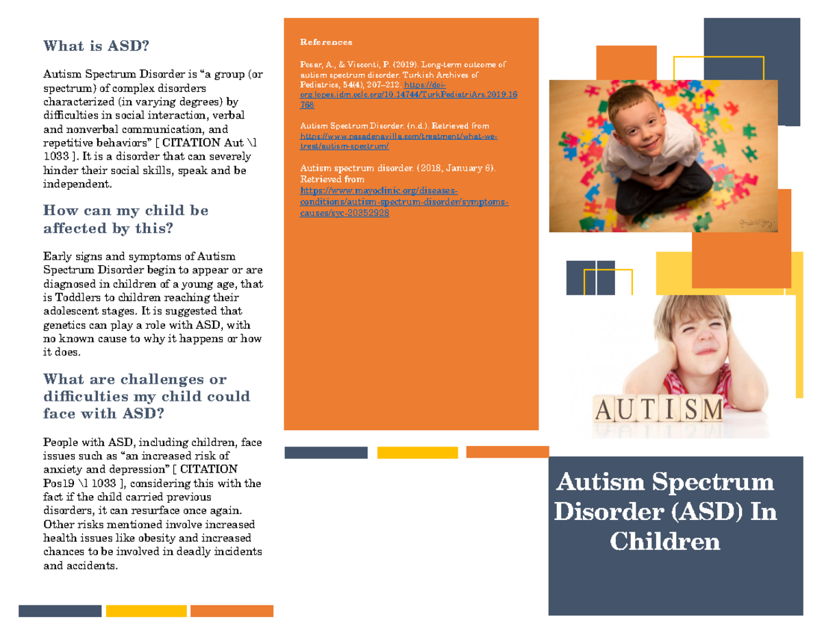 PSY-102 Autism Spectrum Disorder Overview and Treatment Options - Studocu