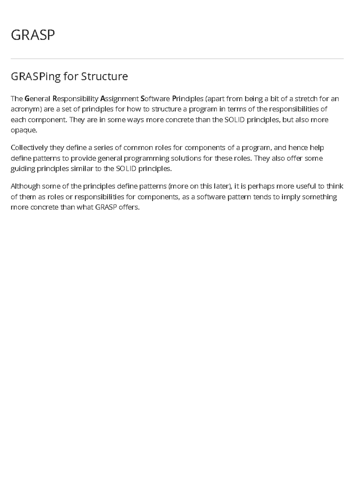 GRASP Principles for Structuring Software Responsibilities (CS101 ...