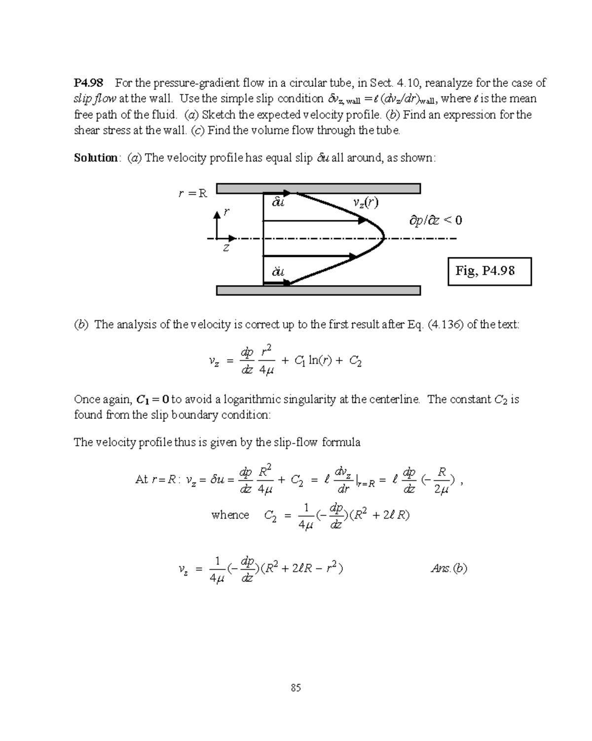 P4.98 Circular Tube Flow Analysis: Slip Flow Conditions - Studocu