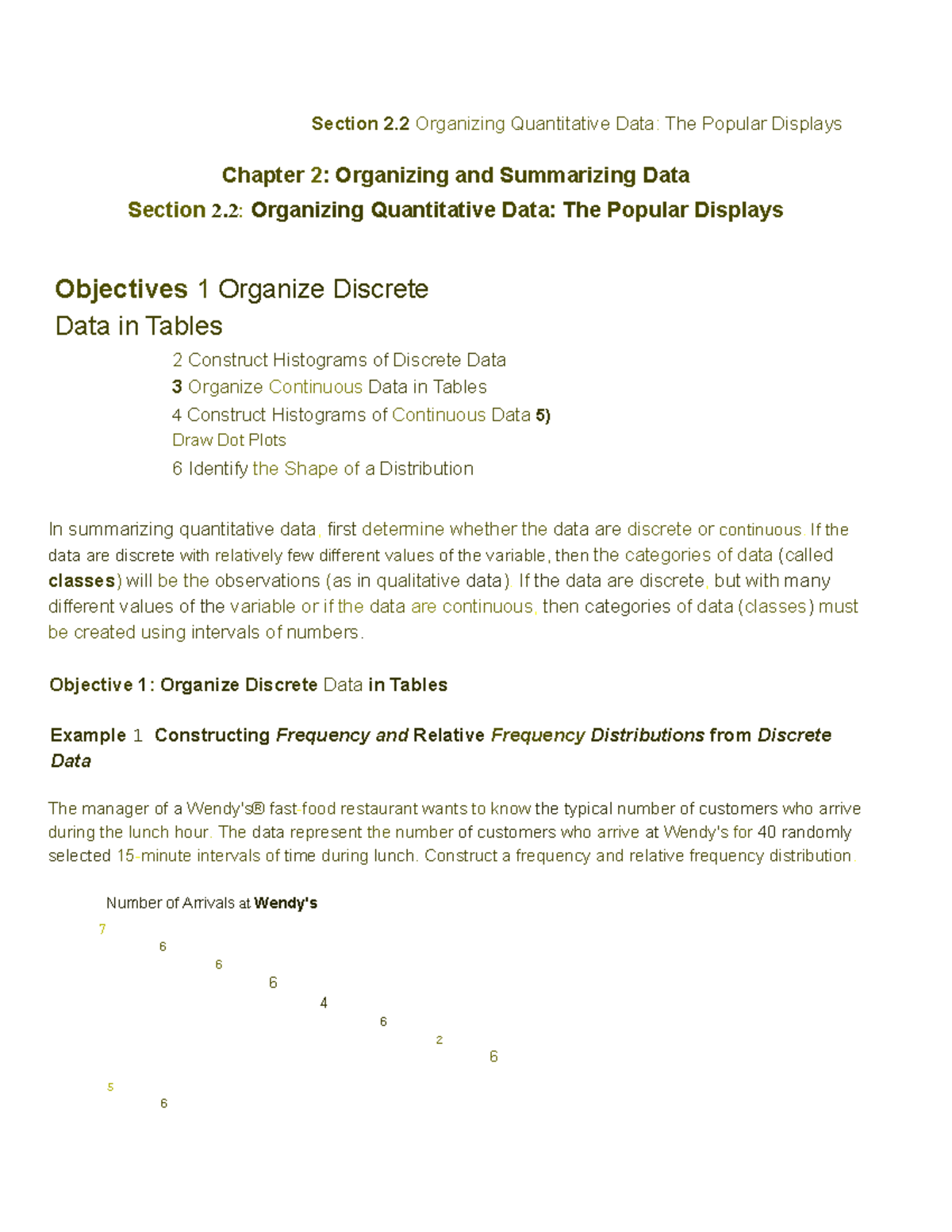 Chapter 2.2: Organizing Quantitative Data & Popular Displays - Studocu