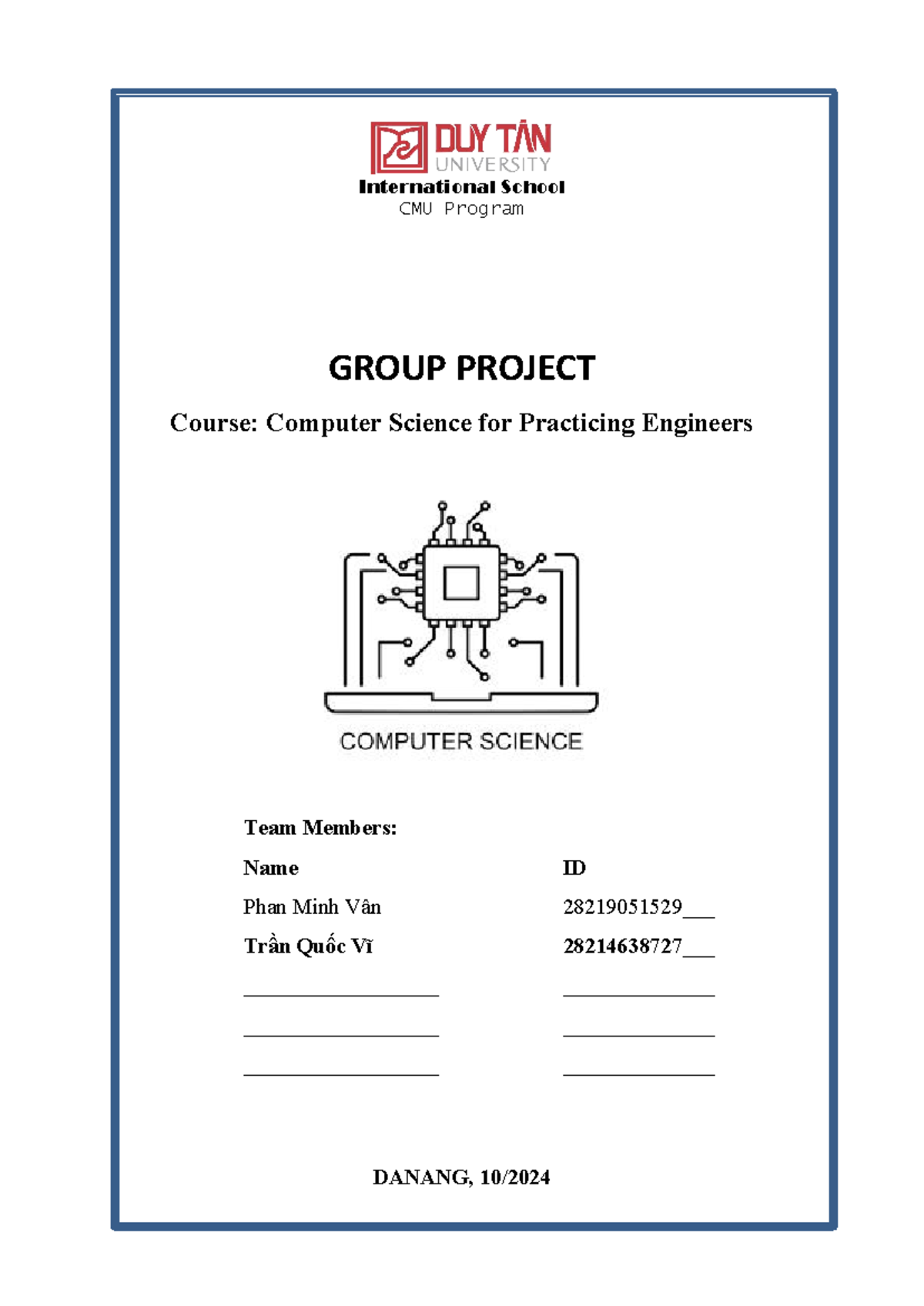 Group Project 2024F CMU SE252KIS - Computer Science Algorithms - Studocu
