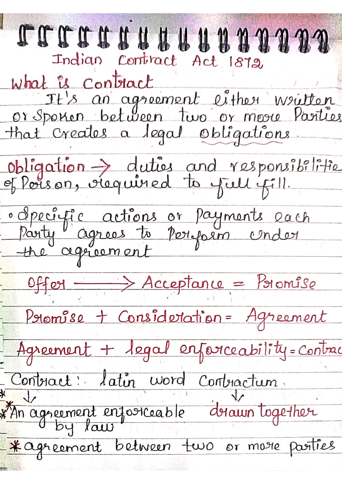 Contract notes - Indian contract Act 1872 what is contract an agreement ...