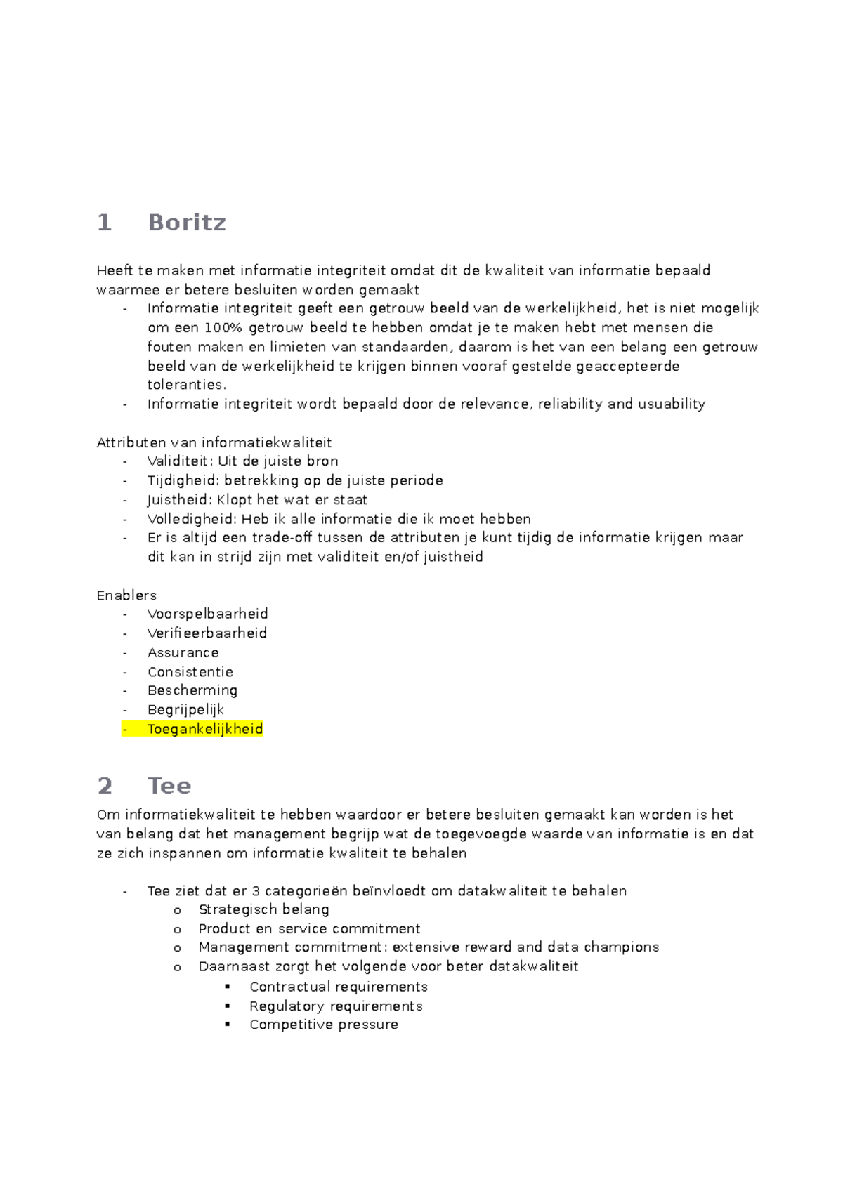 Informatie-integriteit en Management Controles - College 1 Analyse ...