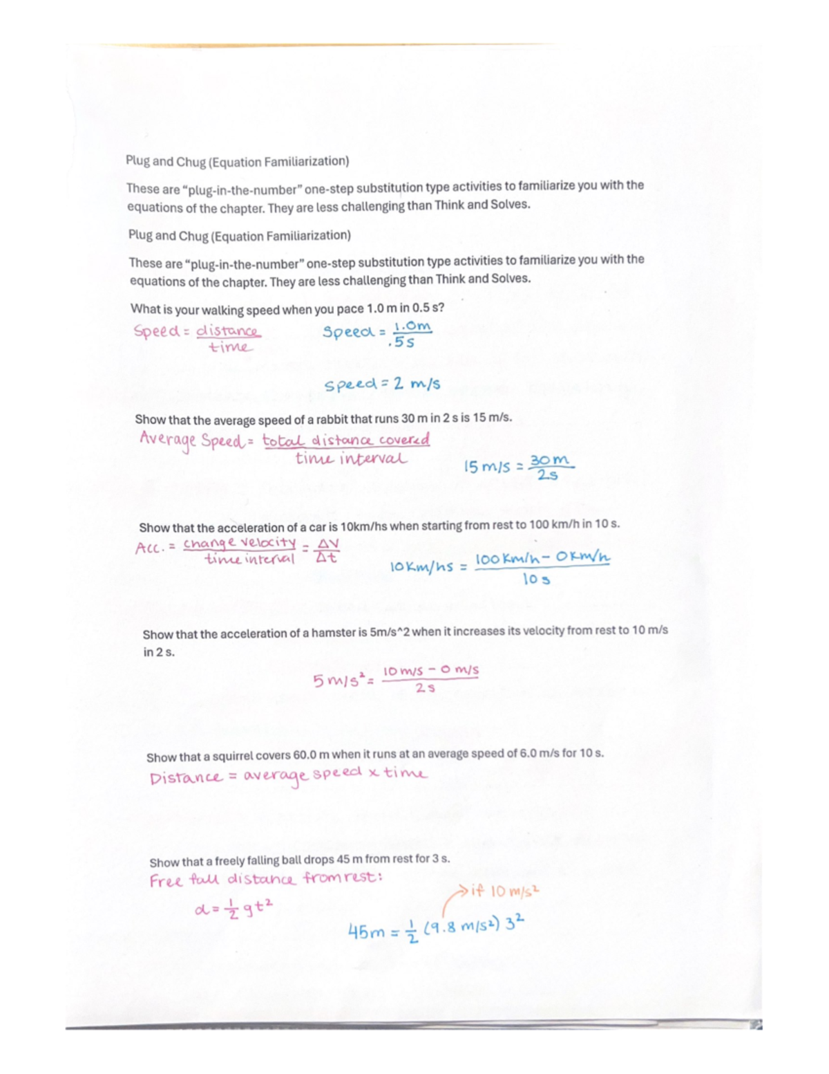 Chapter 2: Plug and Chug - Equation Familiarization Notes - Studocu