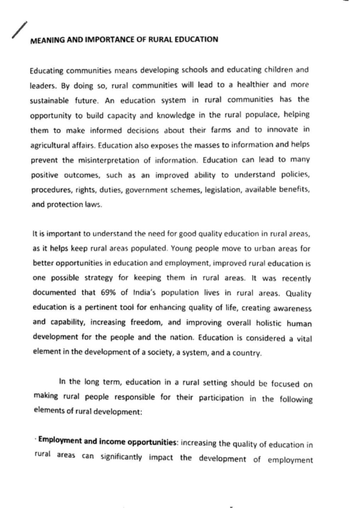 Importance of Education in Rural India: Issues and Solutions - MEANING ...