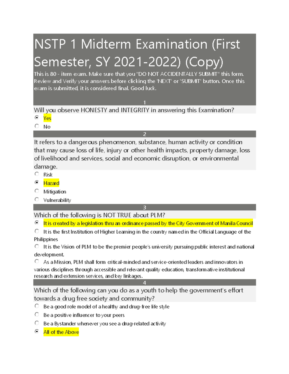 NSTP 1 Midterm Exam Review: Key Topics from Modules 1 to 5 - Studocu