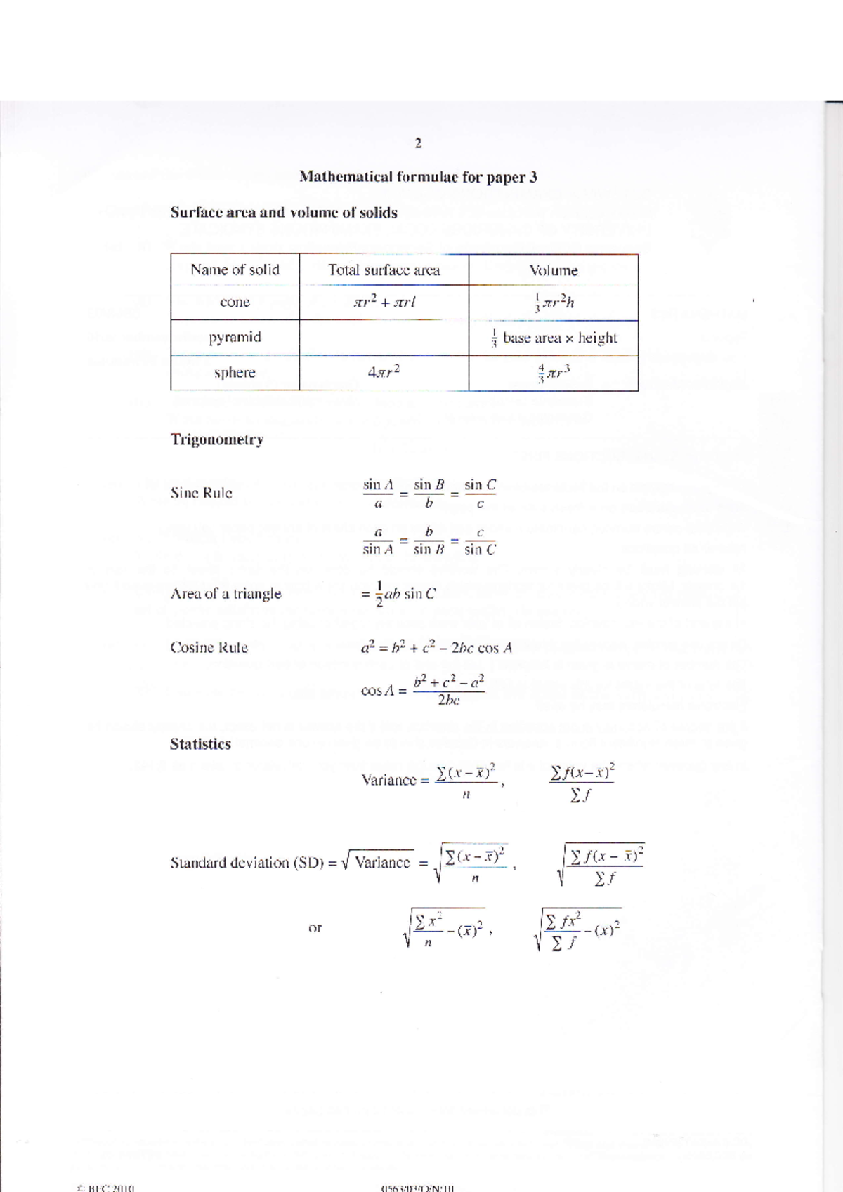 Maths Paper 3 Study Guide (KIT 2010-2021) - Studocu