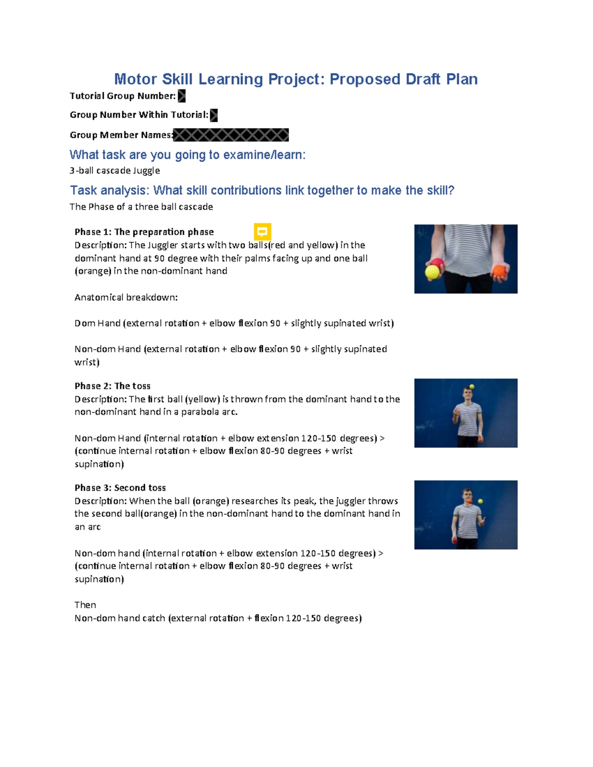 Motor Skill Learning Project: Juggling Cascade Analysis (Group 4.4 ...