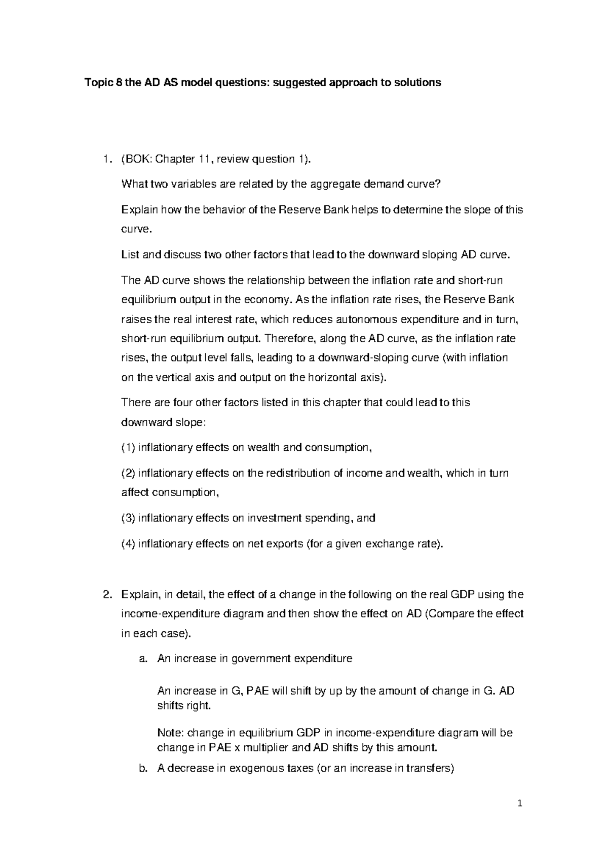 Topic 8 solutions - Topic 8 the AD AS model questions: suggested ...