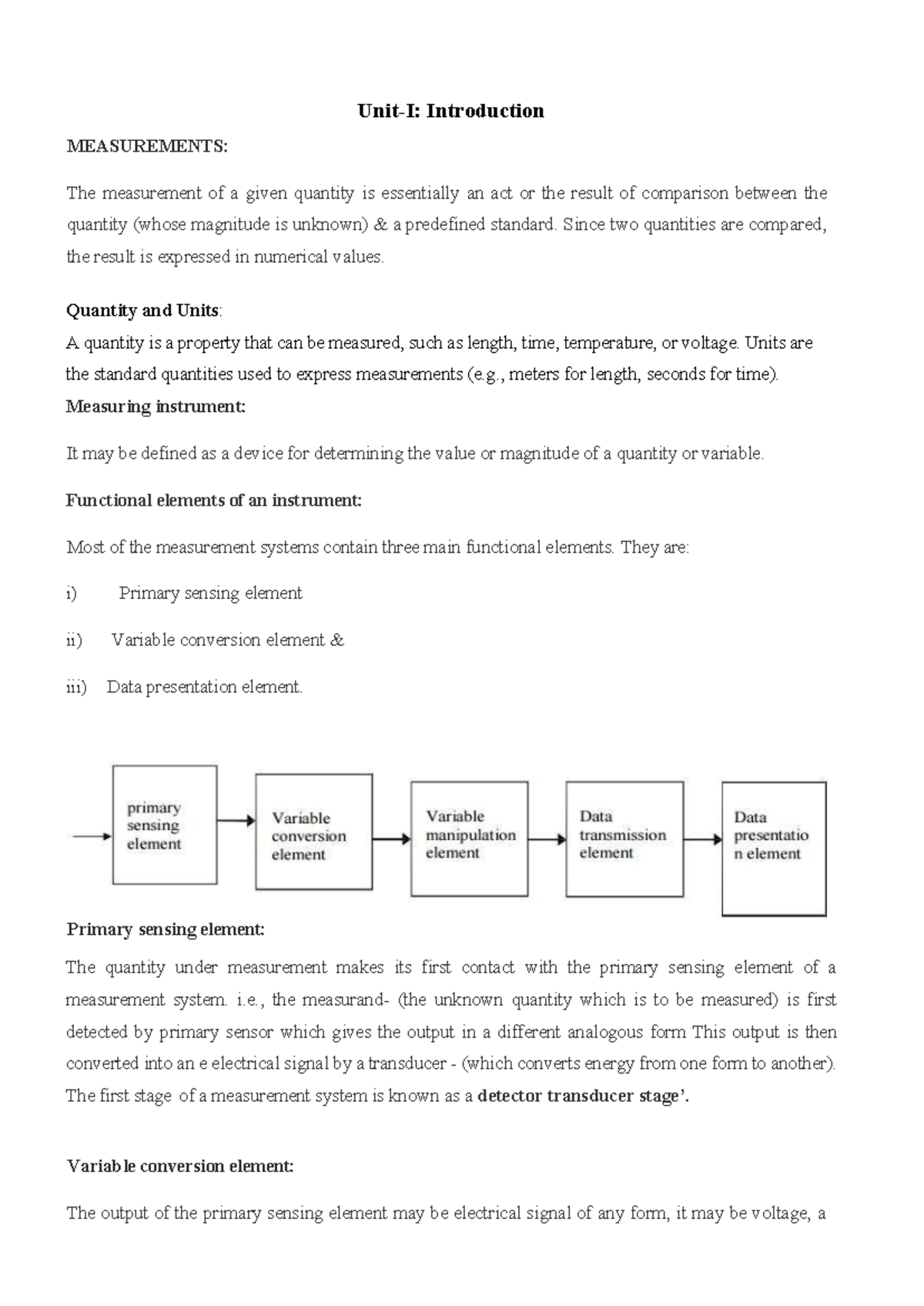 Unit 1 Notes: Introduction to Sensors & Instrumentation (ENGR 101 ...