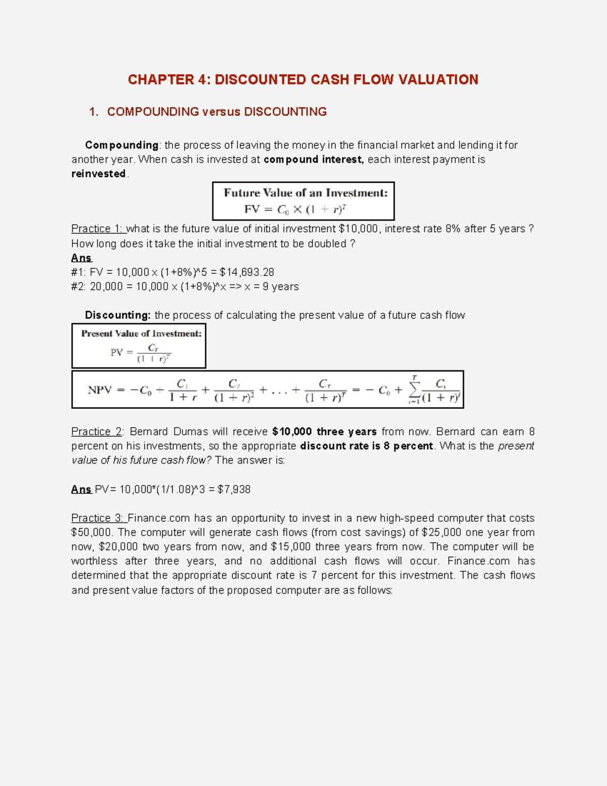 CF Chapter 4 - Discounted Cash Flow Valuation Notes - Studocu