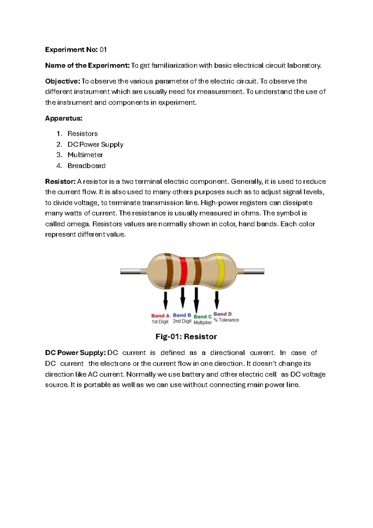 Experiment No 01 - Experiment No: 01 Name of the Experiment: To get ...