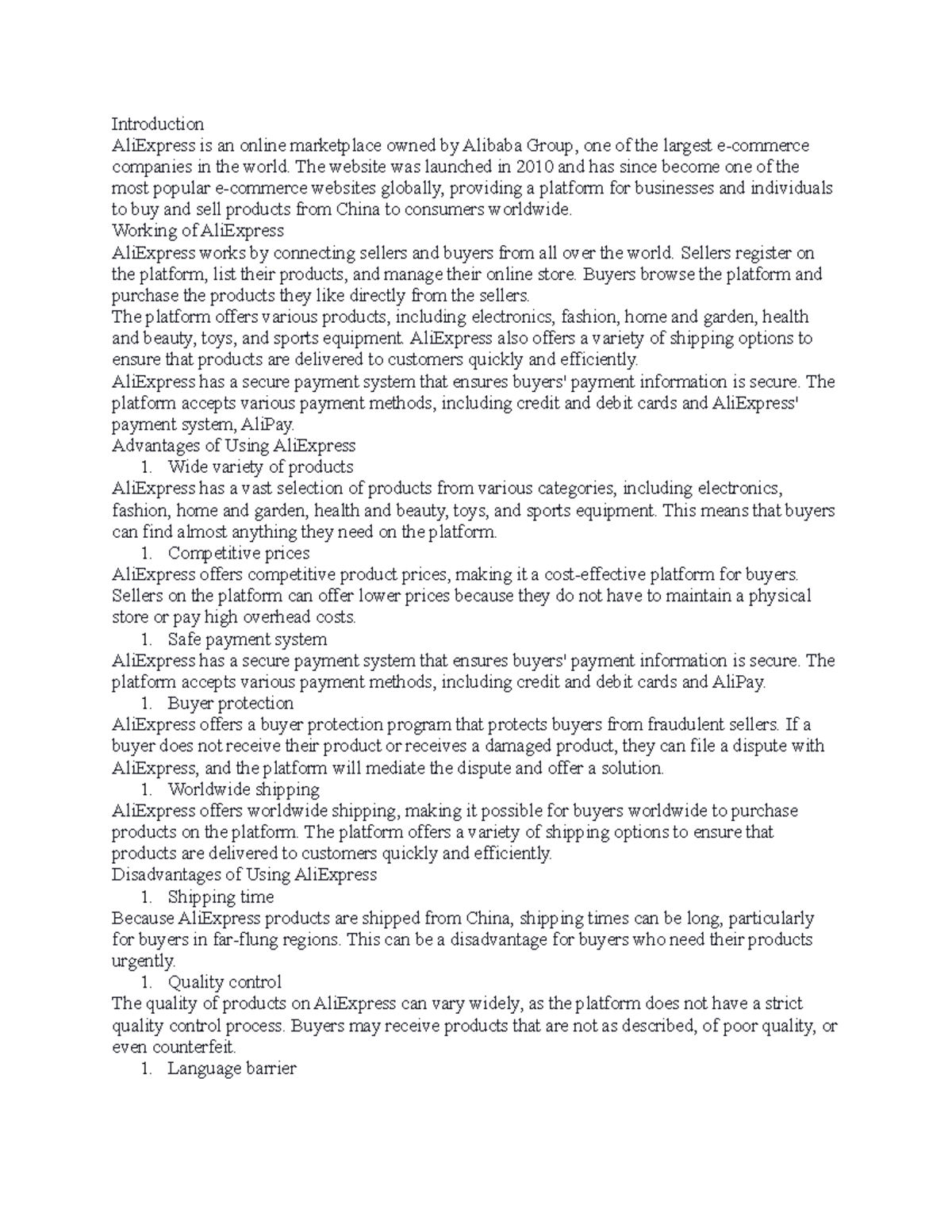 Ali Express Overview: Benefits and Drawbacks of Using the Platform - Studocu