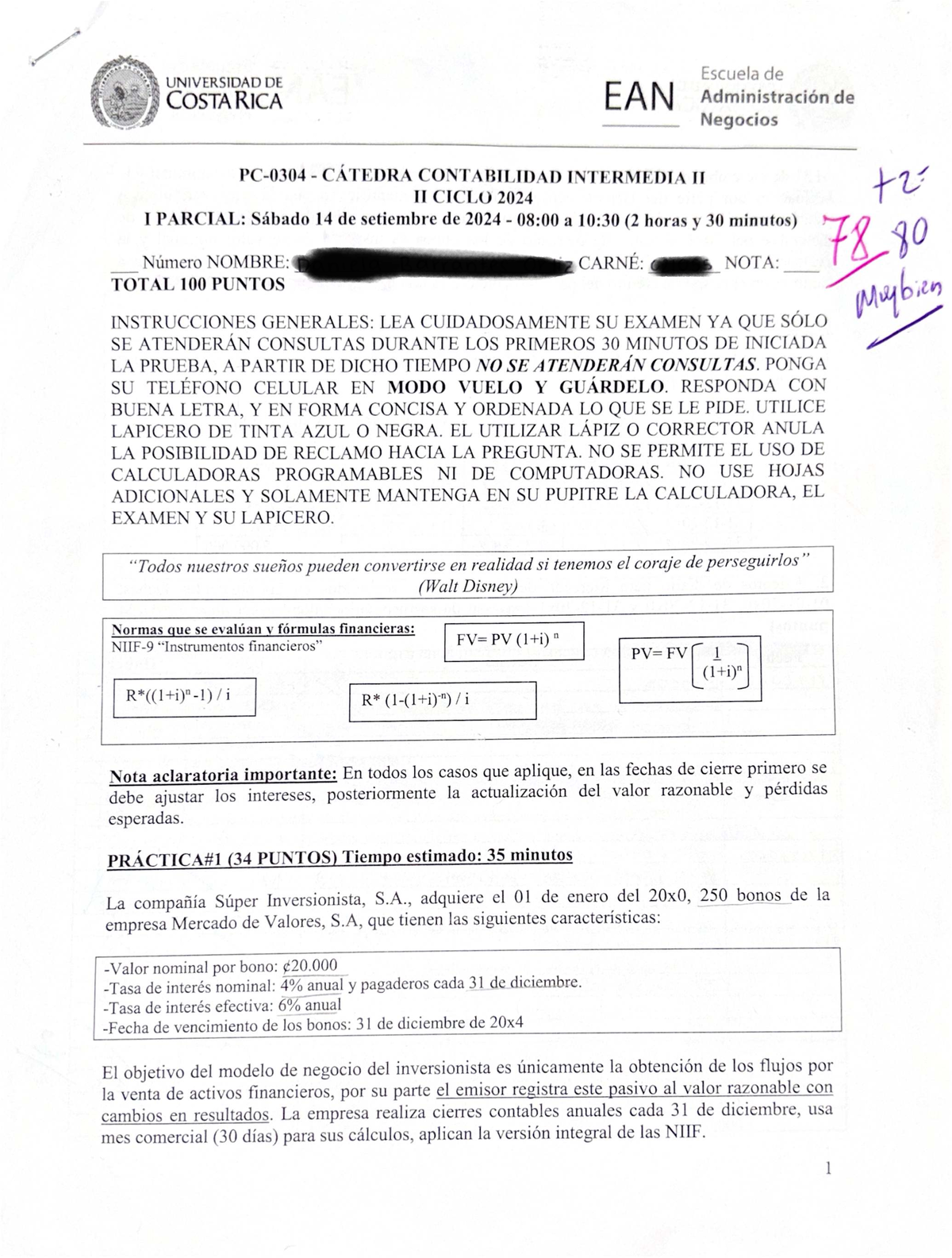 I Examen Parcial - Contabilidad Intermedia II 2024 - Studocu