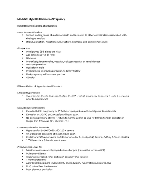 Module 3 High Risk Conditions Note Taking Guide - Module3: High Risk ...