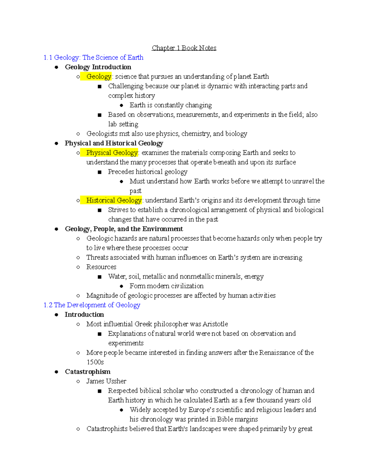 Geology 101: Comprehensive Chapter 1 Notes on Earth's Science - Studocu