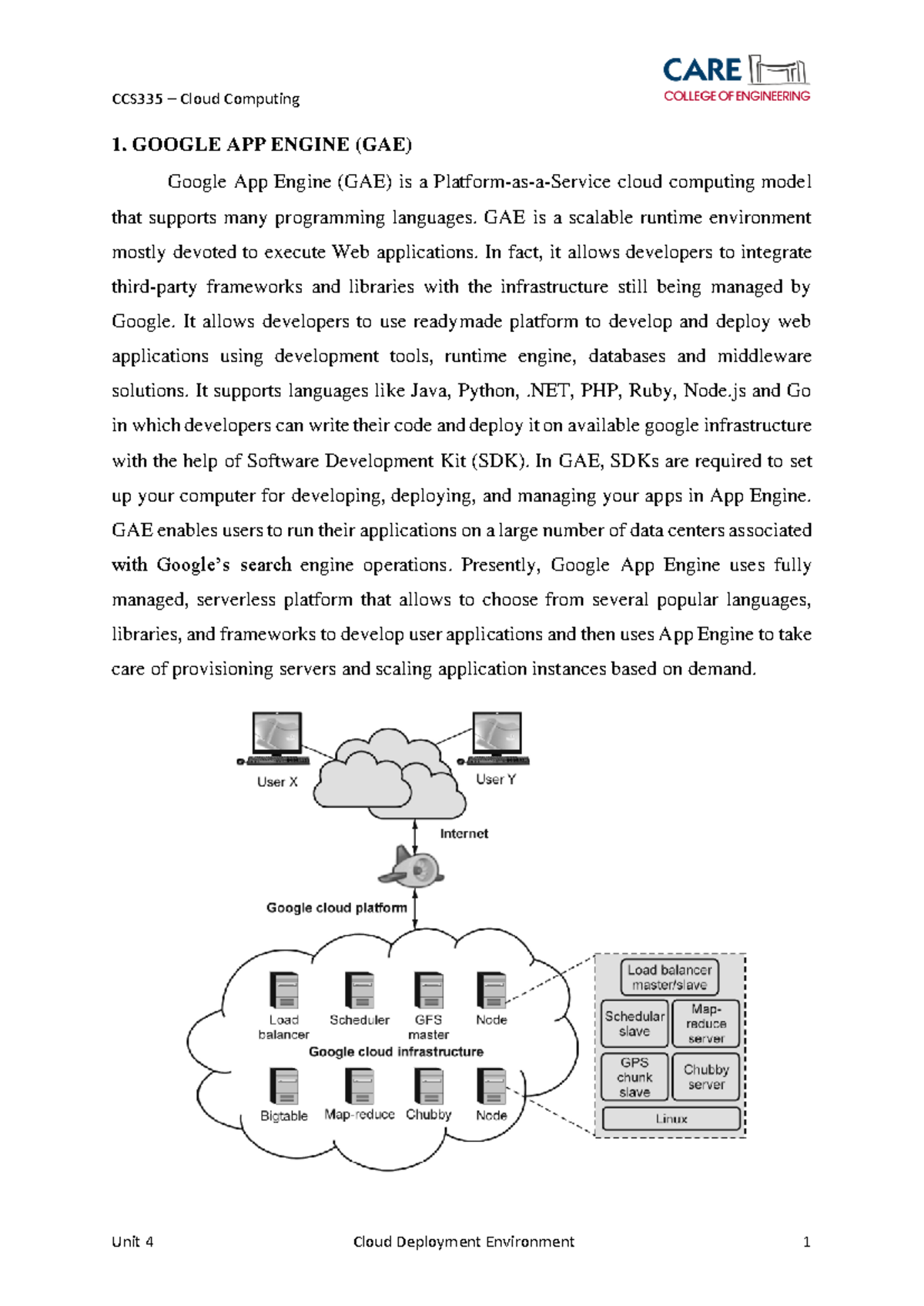 CCS335 Unit 4 - Overview of Google App Engine, OpenStack, and AWS - Studocu