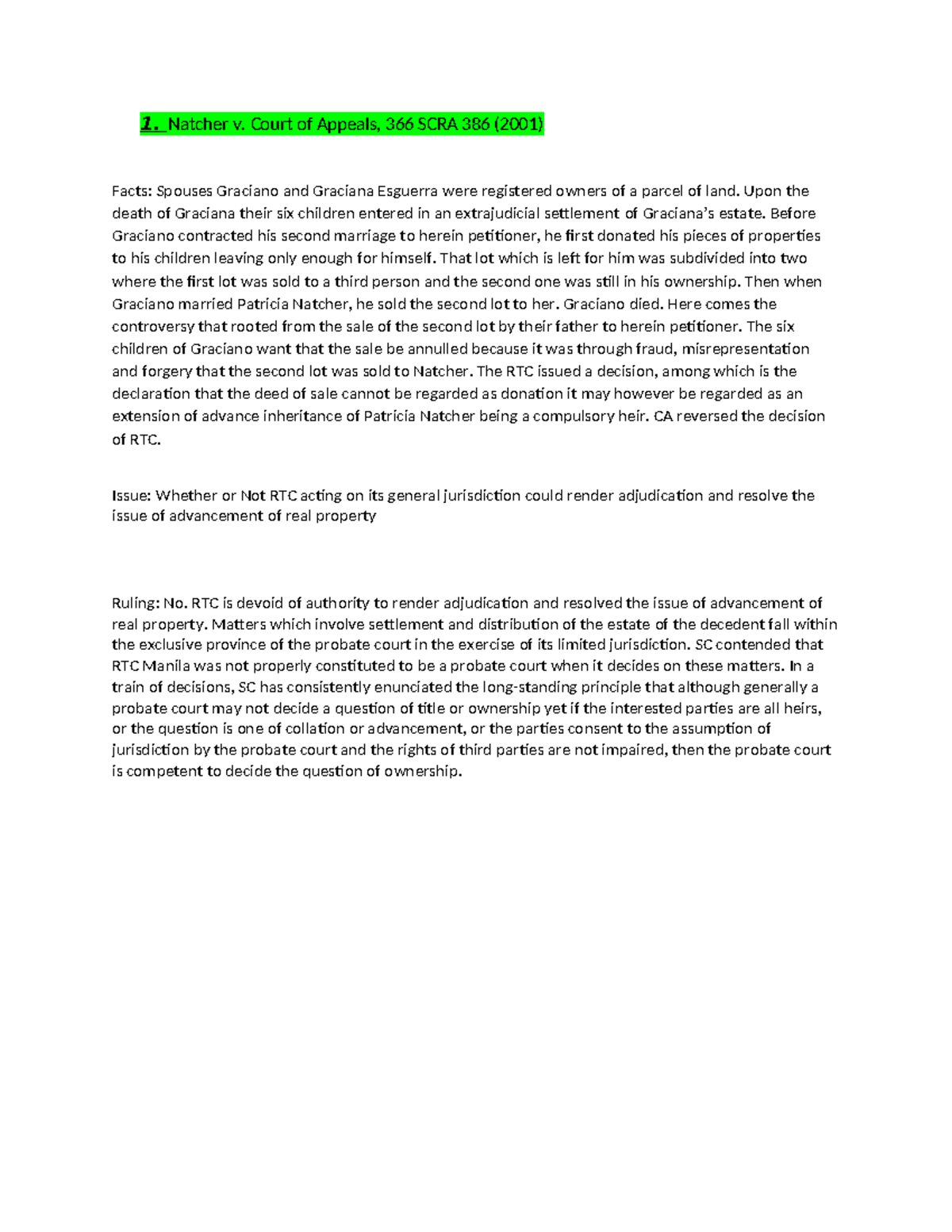 Natcher v. Court of Appeals: Jurisdictional Issues in Estate Cases ...