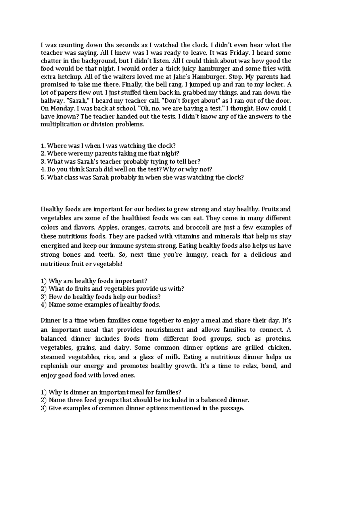 3 Short Stories with Questions for ENG101 - Studocu