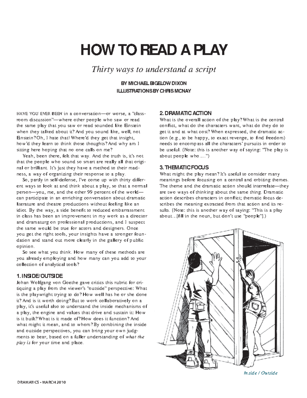 How to read a play - english - DRAMATICS • MARCH 2010 HOW TO READ A ...