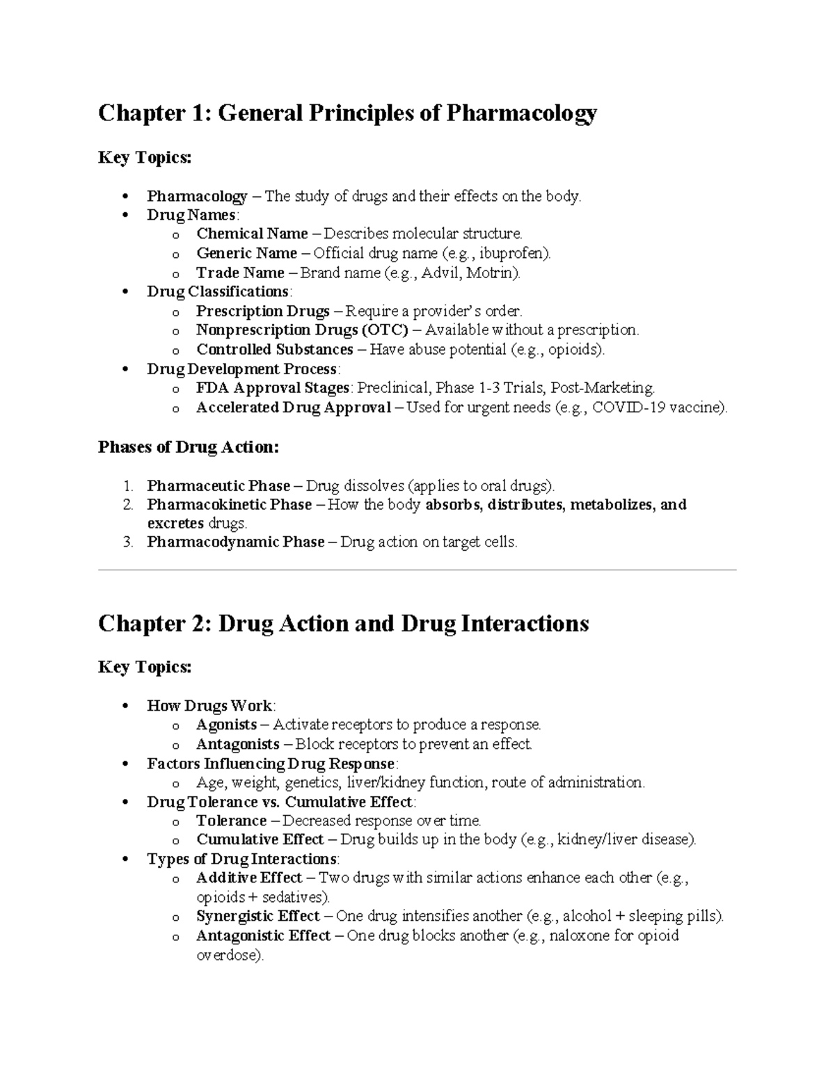 Pharm 101: Module 1 Study Guide on Drug Principles & Actions - Studocu