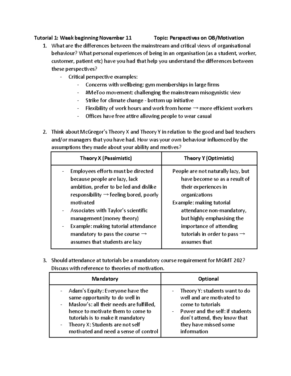 MGMT202 - Tutorials - Tutorial 1: Week beginning November 11 Topic ...